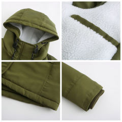 Army Green Plush Warm Hooded Parka Coat TQK280128-27