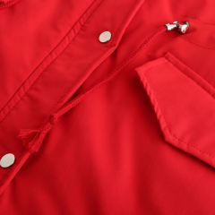 Red Fur Collar Drawstring Waist Warm Hooded Parka Coat TQK280130-3