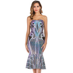 Silver Sequined Off Shoulder Mermaid Dress TQK330050-13