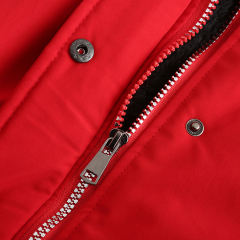Red Fur Collar Drawstring Waist Warm Hooded Parka Coat TQK280130-3