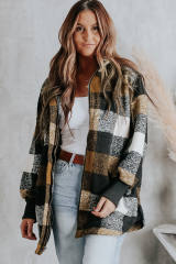 Black Zipper Side Pockets Plaid Overcoat LC859014-2