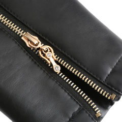 Black Stand Collar Zipper Detail PU Leather Jacket TQK280094-2