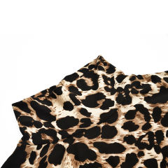 Coffee Leopard Print Turtleneck Bodysuit TQK00228-15