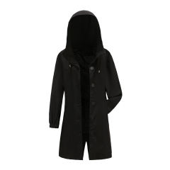 Black Weatherproof Hooded Outdoor Rainproof Coat TQK280160-2