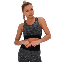 Black Camo Print Sports Bra with High Waist Pant Set TQE00132-2