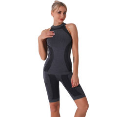 Dark Gray Seamless Sleeveless Tank Sports Set TQE00136-26