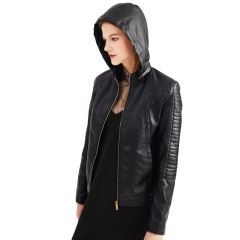 Black Fleece Lined Plus Size PU Leather Jacket TQK280097-2