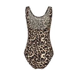 Coffee leopard print sleeveless bodysuit TQK550048-15