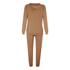 Khaki Drawstring Hoodie with Pant Set TQK710131-21