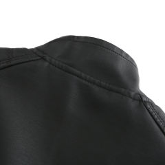 Black Slim Fit Stand Collar PU Motorcycle Jacket TQK280091-2