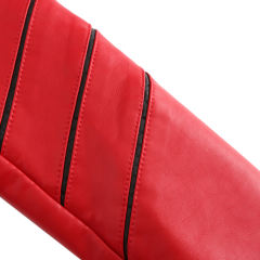 Red Turn Down Slim Fit PU Leather Jacket TQK280095-3