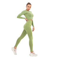 Green Seamless Long Sleeve Yoga Sports Set TQE00135-9