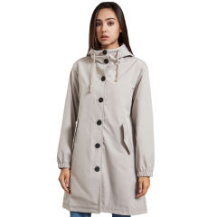 Light Gray Weatherproof Hooded Outdoor Rainproof Coat TQK280160-25