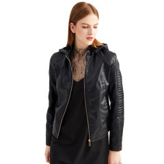 Black Fleece Lined Plus Size PU Leather Jacket TQK280097-2