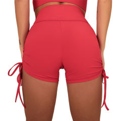 Red Sides Drawstring Short Sleeve Yoga Short Set TQK710241-3