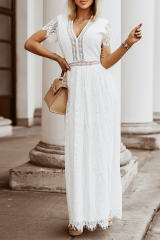 White Fill Your Heart Lace Maxi Dress LC611316-1