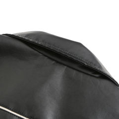 Black Turn Down Slim Fit PU Leather Jacket TQK280095-2