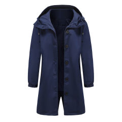 Navy Blue Weatherproof Hooded Outdoor Rainproof Coat TQK280160-34