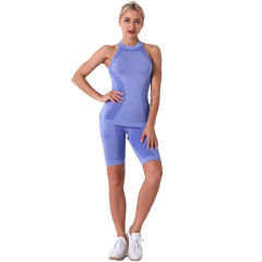 Light Blue Seamless Sleeveless Tank Sports Set TQE00136-30