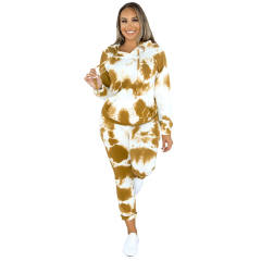 Yellow Tie Dye Print Hoodies with Pant Set TQK710224-7