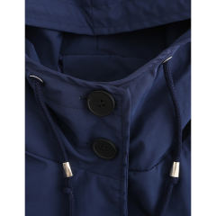 Navy Blue Weatherproof Hooded Outdoor Rainproof Coat TQK280160-34