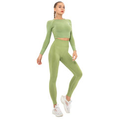 Green Seamless Long Sleeve Yoga Sports Set TQE00135-9