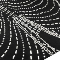 Black Padded Rhinestone Studded Mesh Sling Bodycon Dress TQK311158-2