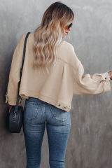 Khaki Waffle Knit Thermal Shacket LC8512529-16