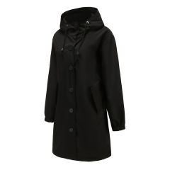 Black Weatherproof Hooded Outdoor Rainproof Coat TQK280160-2