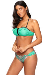 Blue Frill Bikini and Printed Swimsuit
