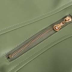 Light Green Stand Collar Zipper Detail PU Leather Jacket TQK280094-28