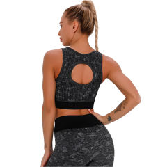 Black Camo Print Sports Bra with High Waist Pant Set TQE00132-2