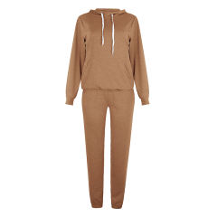 Khaki Drawstring Hoodie with Pant Set TQK710131-21