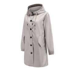Light Gray Weatherproof Hooded Outdoor Rainproof Coat TQK280160-25