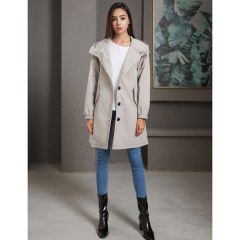 Light Gray Weatherproof Hooded Outdoor Rainproof Coat TQK280160-25