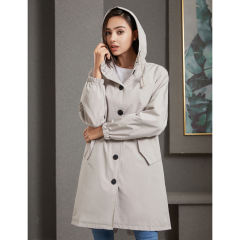 Light Gray Weatherproof Hooded Outdoor Rainproof Coat TQK280160-25