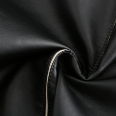 Black Turn Down Slim Fit PU Leather Jacket TQK280095-2