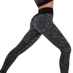 Black Camo Print Sports Bra with High Waist Pant Set TQE00132-2