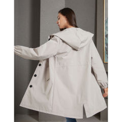Light Gray Weatherproof Hooded Outdoor Rainproof Coat TQK280160-25