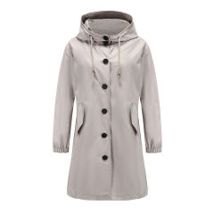 Light Gray Weatherproof Hooded Outdoor Rainproof Coat TQK280160-25