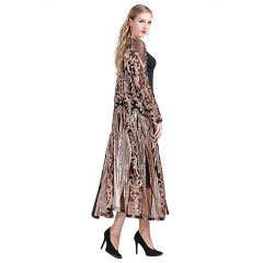 Black Sequined Perspective Long Cardigan TQK280045-2