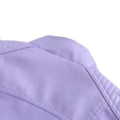 Light Purple Zipper Slim Fit Motorcycle PU Leather Jacket TQK280090-38