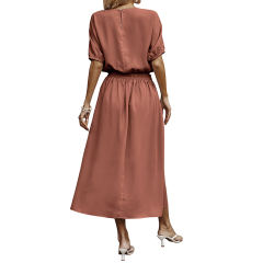 Rust Red Pleated Crop Top with Skirt Set TQX711094-33