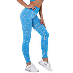 Blue Camo Print Sports Bra with High Waist Pant Set TQE00132-5