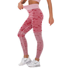 Wine Red Camo Print Sports Bra with High Waist Pant Set TQE00132-103