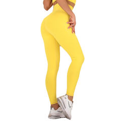 Yellow Sides Drawstring Short Sleeve Yoga Pant Set TQK710243-7