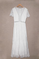White Fill Your Heart Lace Maxi Dress LC611316-1