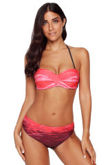 Red Gradient Print Halter Bandeau Bikini Swimsuit