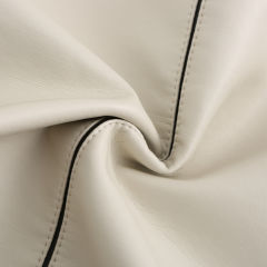 Beige Turn Down Slim Fit PU Leather Jacket TQK280095-46