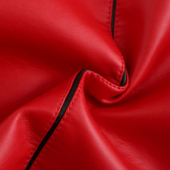 Red Turn Down Slim Fit PU Leather Jacket TQK280095-3